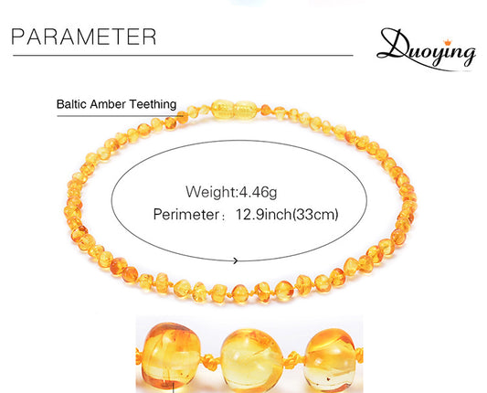 Genuine Baltic Amber Necklace for Baby & Toddler - 33cm Hand Knotted Blood Red Beads - Natural Certified V888-ELOSUNG44367