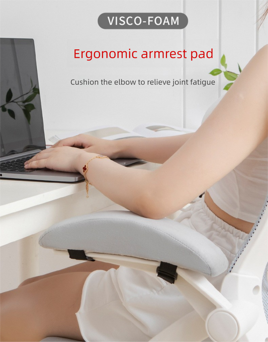1 Pair of Memory Foam Chair Armrest Pads - Ergonomic Elbow Support Cushions - Soft Plush Cover with Anti-Slip V888-ELOSUNG44395