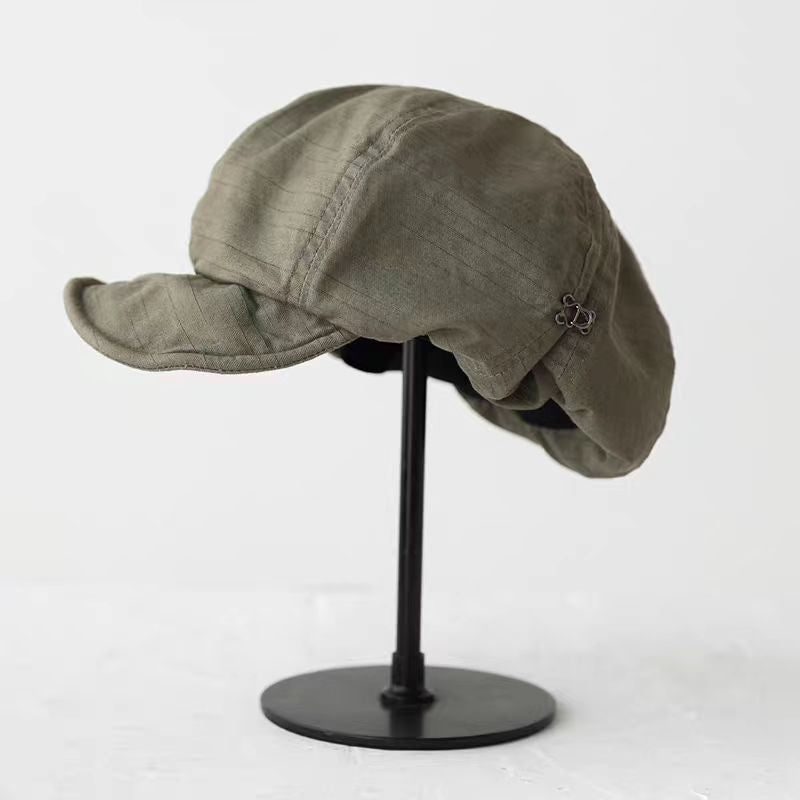 Oversized Slouchy Newsboy Cap - Vintage Japanese Style Baker Boy Hat - Soft Textured Fabric - Olive Green V888-ELOSUNG44402