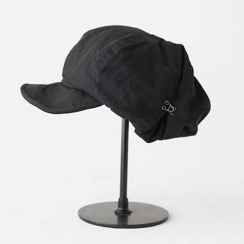 Oversized Slouchy Newsboy Cap - Vintage Japanese Style Baker Boy Hat - Soft Textured Fabric - Black V888-ELOSUNG44403