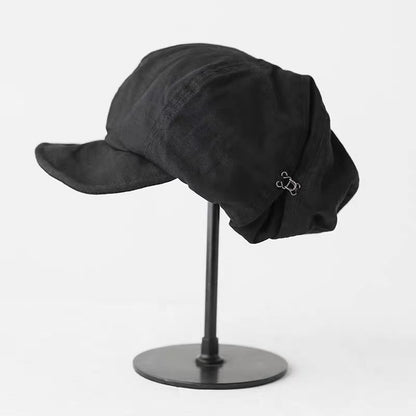 Oversized Slouchy Newsboy Cap - Vintage Japanese Style Baker Boy Hat - Soft Textured Fabric - Black V888-ELOSUNG44403