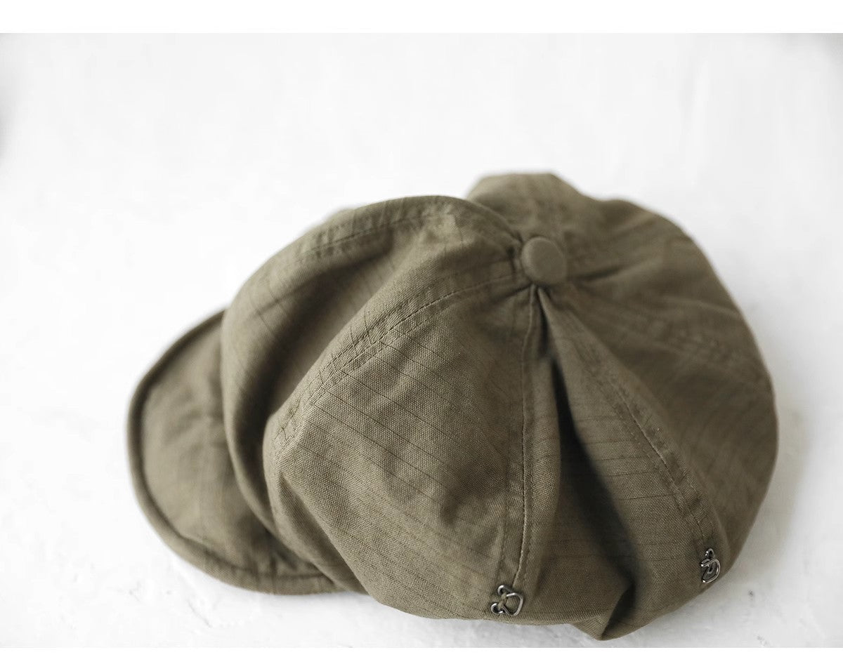 Oversized Slouchy Newsboy Cap - Vintage Japanese Style Baker Boy Hat - Soft Textured Fabric - Beige V888-ELOSUNG44404