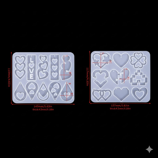 2 Pieces Mother's Day DIY Heart Earring Silicone Molds Set Heart Shaped Pendant Resin Casting Tools for V888-ELOSUNG44417
