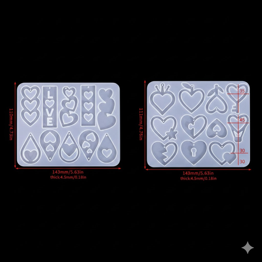 2 Pieces Mother's Day DIY Heart Earring Silicone Molds Set Heart Shaped Pendant Resin Casting Tools for V888-ELOSUNG44418