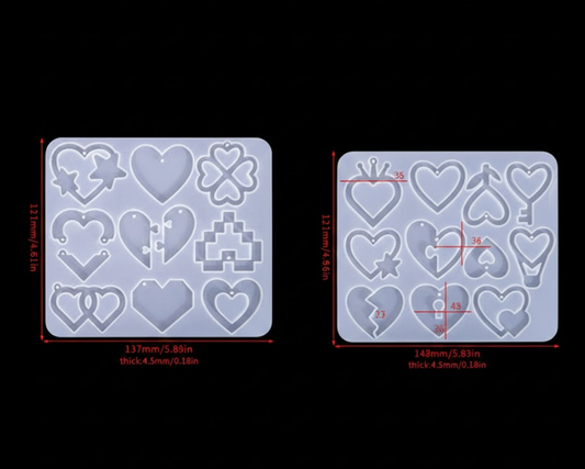 2 Pieces Mother's Day DIY Heart Earring Silicone Molds Set Heart Shaped Pendant Resin Casting Tools for V888-ELOSUNG44419