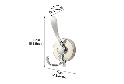 Stainless Steel Vacuum Suction Cup Hook Rack 3-Hook Silver Wall Mounted Towel Rail for Bathroom and Kitchen V888-ELOSUNG44420