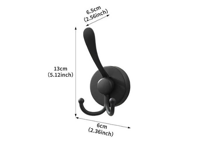 Stainless Steel Vacuum Suction Cup Hook Rack 3-Hook Black Wall Mounted Towel Rail for Bathroom and Kitchen No V888-ELOSUNG44421