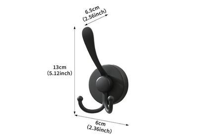 Stainless Steel Vacuum Suction Cup Hook Rack 3-Hook Black Wall Mounted Towel Rail for Bathroom and Kitchen No V888-ELOSUNG44421