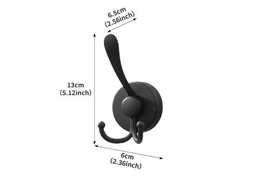 Stainless Steel Vacuum Suction Cup Hook Rack 3-Hook Black Wall Mounted Towel Rail for Bathroom and Kitchen No V888-ELOSUNG44421