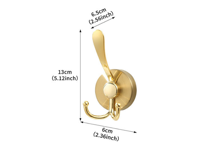 Stainless Steel Vacuum Suction Cup Hook Rack 3-Hook Gold Wall Mounted Towel Rail for Bathroom and Kitchen No V888-ELOSUNG44422