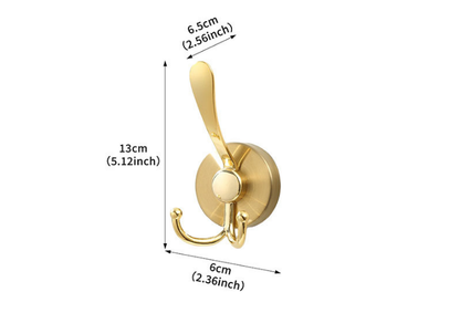Stainless Steel Vacuum Suction Cup Hook Rack 3-Hook Gold Wall Mounted Towel Rail for Bathroom and Kitchen No V888-ELOSUNG44422