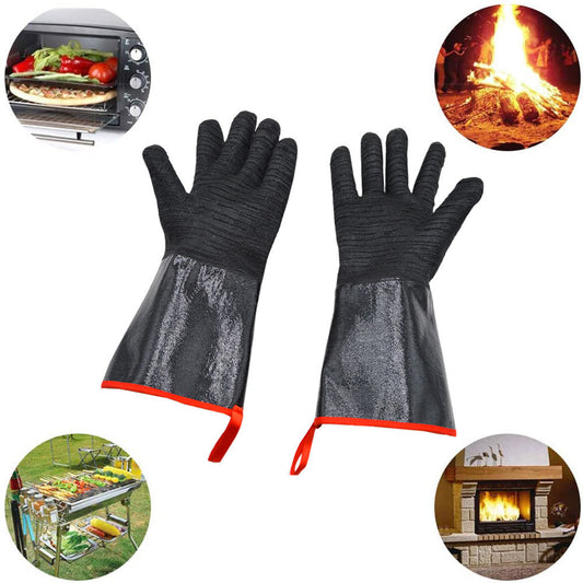 16 Inch Neoprene Heat Resistant BBQ Gloves - Waterproof & Oil Proof Long Sleeve Mitts - Extreme Heat V888-ELOSUNG44439