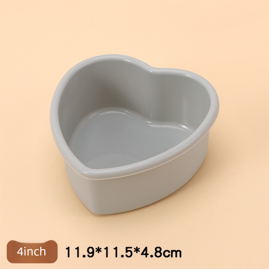 4 Inch Heart Shaped Silicone Cake Mould - Small Non-Stick Grey Baking Pan for Mini Bento Cakes, Jelly & V888-ELOSUNG44461