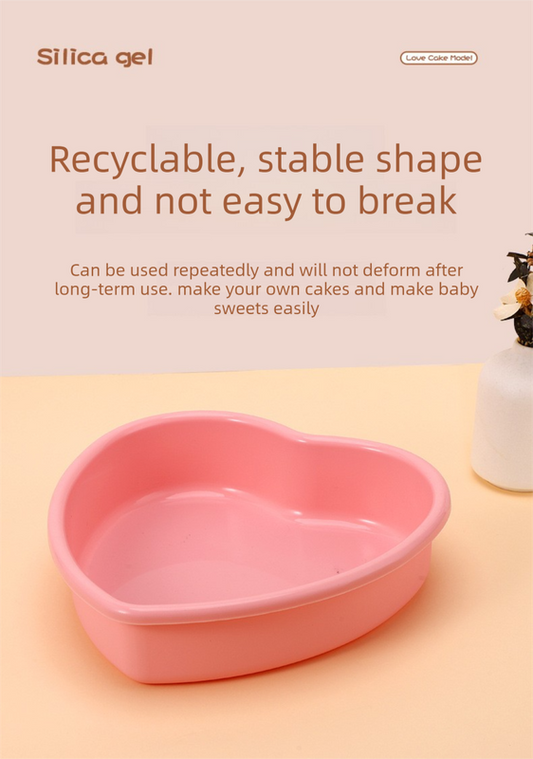 4 Inch Heart Shaped Silicone Cake Mould - Small Non-Stick Grey Baking Pan for Mini Bento Cakes, Jelly & V888-ELOSUNG44461
