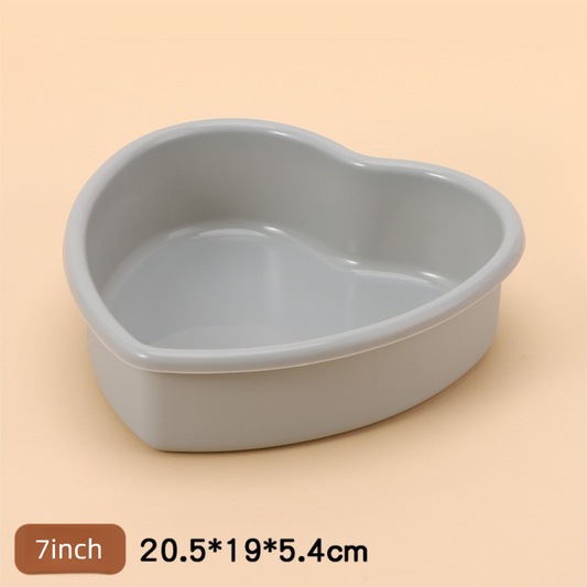 7 Inch Heart Shaped Silicone Cake Mould - Grey Non-Stick Baking Pan for Birthday & Anniversary Cakes - Heat V888-ELOSUNG44462