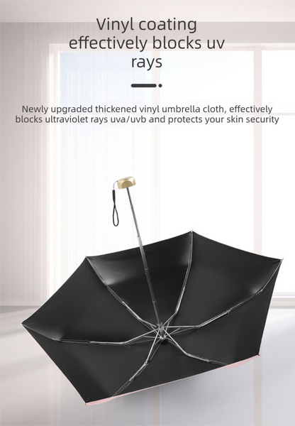 Compact Mini Pocket Umbrella UPF50+ Sun Protection Lightweight Travel Parasol - Windproof 5-Fold Rain Shade V888-ELOSUNG44493