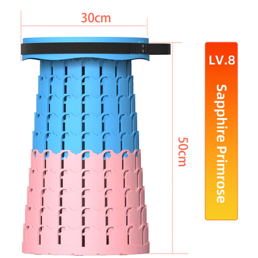 Portable Retractable Stool MAX Gen 8 Telescopic Camping Seat 50cm Tall Extra Wide Heavy Duty Sapphire Blue & V888-ELOSUNG44508