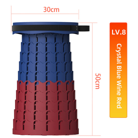 Portable Retractable Stool MAX Gen 8 Telescopic Camping Seat 50cm Tall Extra Wide Heavy Duty Crystal Blue & V888-ELOSUNG44509