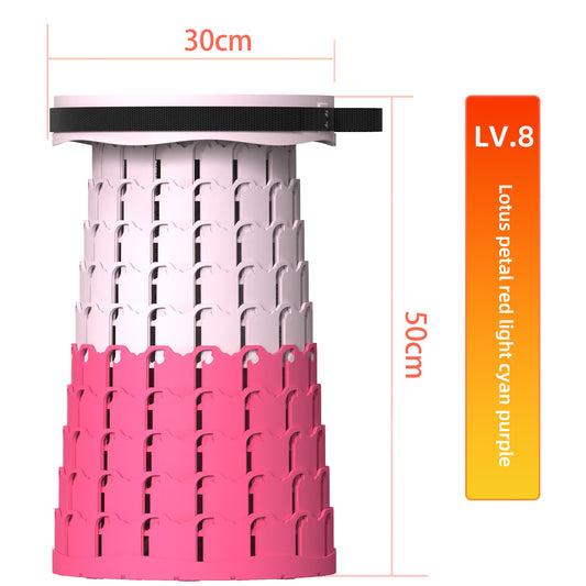 Portable Retractable Stool MAX Gen 8 Telescopic Camping Seat 50cm Tall Extra Wide Heavy Duty Lotus Pink & V888-ELOSUNG44510