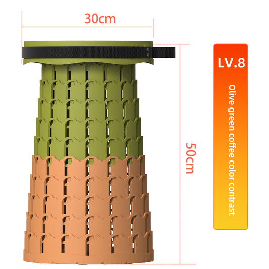 Portable Retractable Stool MAX Gen 8 Telescopic Camping Seat 50cm Tall Extra Wide Heavy Duty Olive Green & V888-ELOSUNG44511