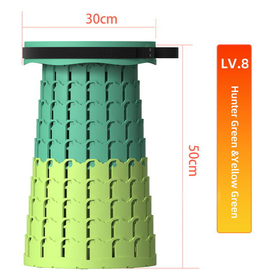 Portable Retractable Stool MAX Gen 8 Telescopic Camping Seat 50cm Tall Extra Wide Heavy Duty Hunter & Yellow V888-ELOSUNG44512