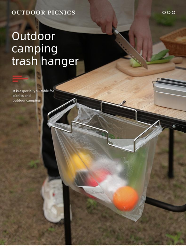2 PCS Portable Folding Trash Bag Holder Stand Stainless Steel Garbage Bag Rack for Camping Picnic Kitchen and V888-ELOSUNG44532