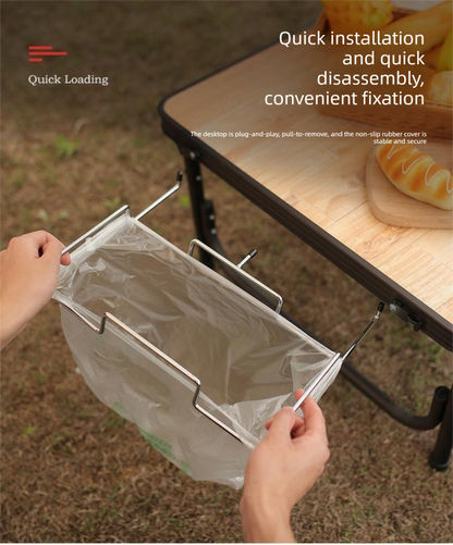 2 PCS Portable Folding Trash Bag Holder Stand Stainless Steel Garbage Bag Rack for Camping Picnic Kitchen and V888-ELOSUNG44532