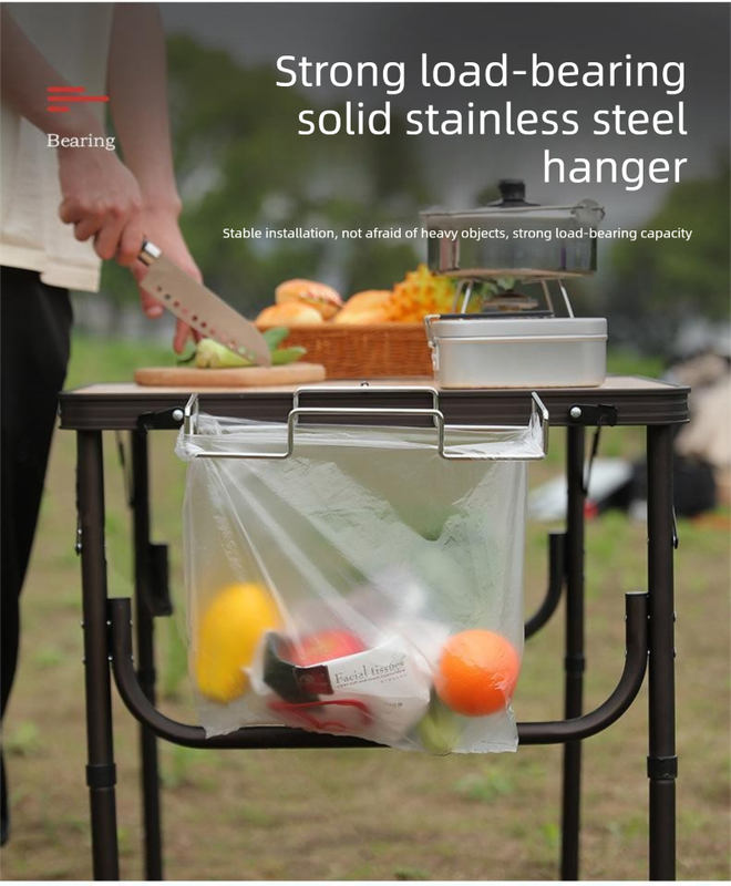 2 PCS Portable Folding Trash Bag Holder Stand Stainless Steel Garbage Bag Rack for Camping Picnic Kitchen and V888-ELOSUNG44532