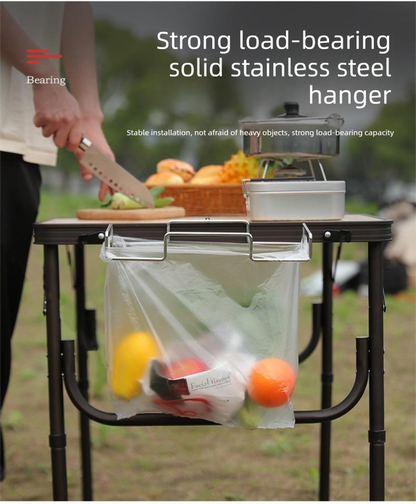 2 PCS Portable Folding Trash Bag Holder Stand Stainless Steel Garbage Bag Rack for Camping Picnic Kitchen and V888-ELOSUNG44532