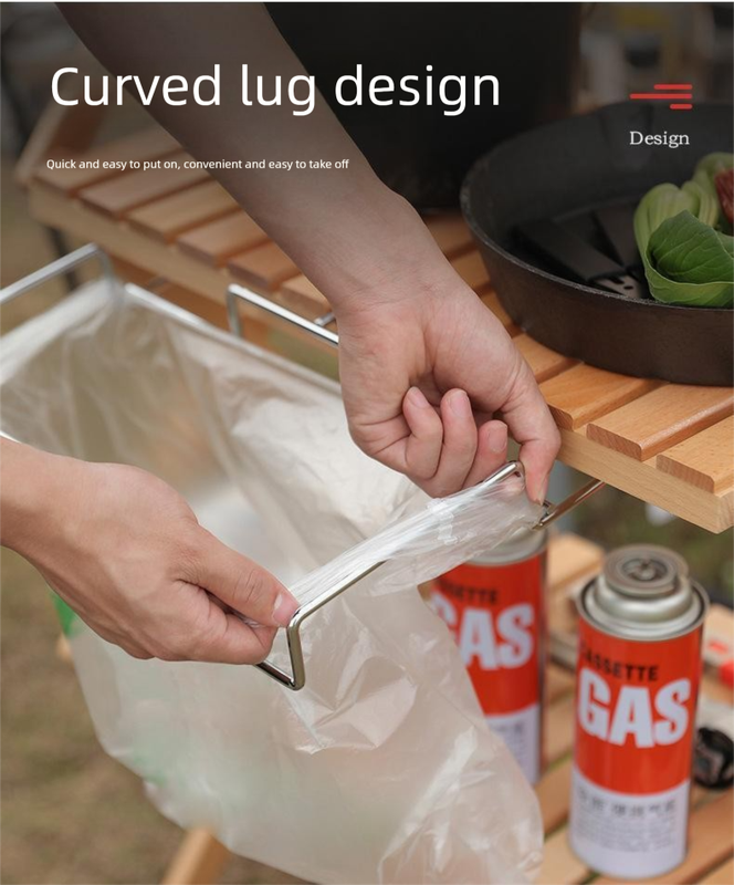 2 PCS Portable Folding Trash Bag Holder Stand Stainless Steel Garbage Bag Rack for Camping Picnic Kitchen and V888-ELOSUNG44532