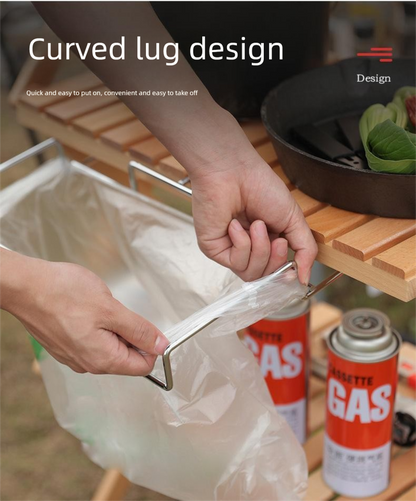 2 PCS Portable Folding Trash Bag Holder Stand Stainless Steel Garbage Bag Rack for Camping Picnic Kitchen and V888-ELOSUNG44532