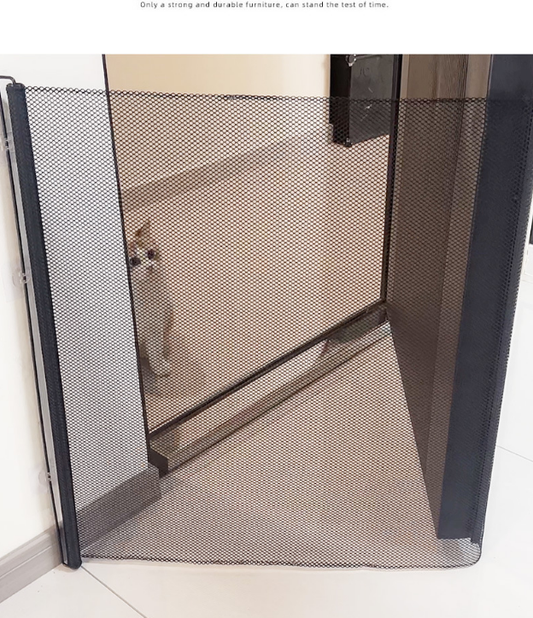 Extra Wide Automatic Retractable Pet Gate 130x78cm Safety Dog Fence No-Drill Mesh Isolation Rail with V888-ELOSUNG44563
