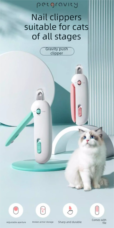 Adjustable Cat Nail Clippers Safety Round Hole Trimmer 1mm-3.5mm Anti-Splash Grooming Tool with File for V888-ELOSUNG44567
