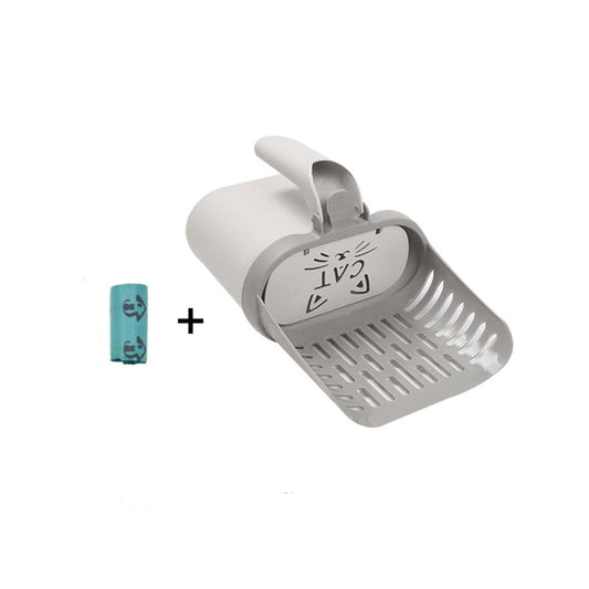 2-in-1 Cat Litter Scoop with Integrated Waste Bin & 1 Roll Refill Bags Detachable Sifter Shovel Anti-Reflux V888-ELOSUNG44569