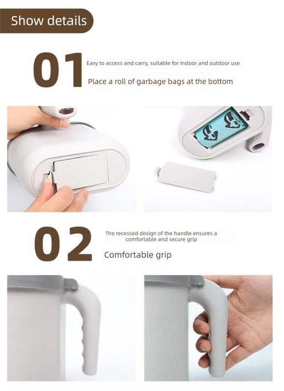 2-in-1 Cat Litter Scoop with Integrated Waste Bin & 2 Rolls Refill Bags Detachable Sifter Shovel Anti-Reflux V888-ELOSUNG44570