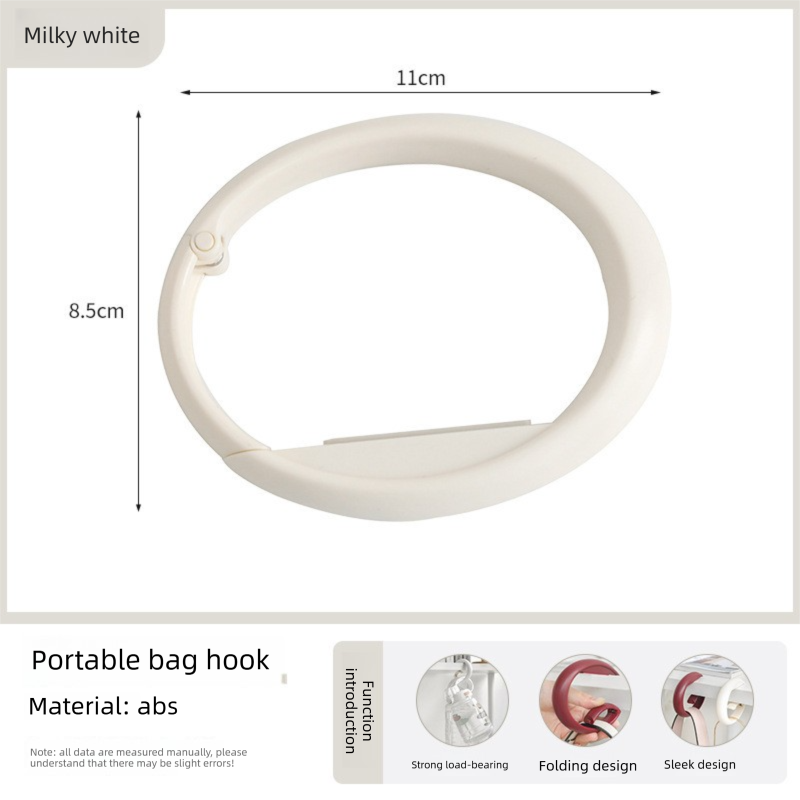 2 PCS Portable Purse Bag Hook Hanger Table Edge Holder Creamy White Foldable Non-Slip Clip for School Desk V888-ELOSUNG44573