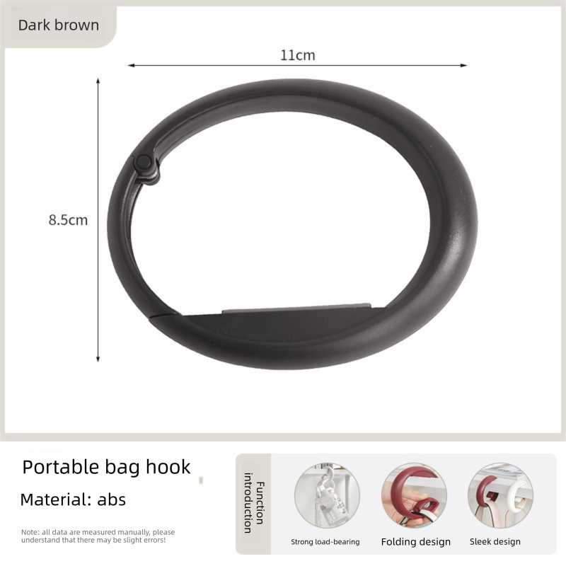 2 PCS Portable Purse Bag Hook Hanger Table Edge Holder Dark Brown Foldable Non-Slip Clip for School Desk V888-ELOSUNG44574