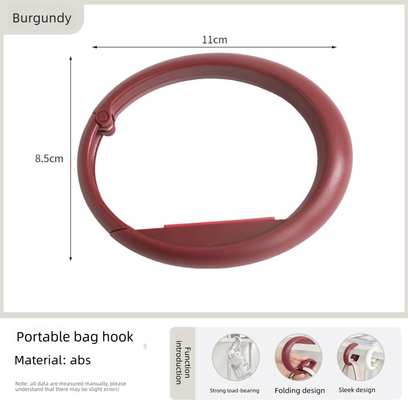 2 PCS Portable Purse Bag Hook Hanger Table Edge Holder Burgundy Foldable Non-Slip Clip for School Desk Office V888-ELOSUNG44576