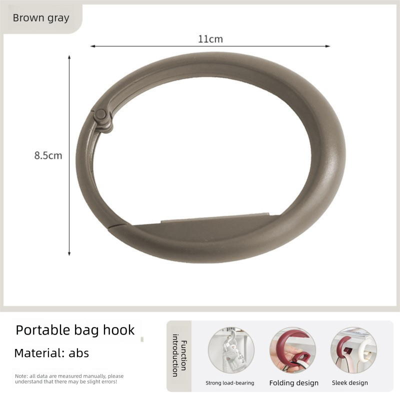 2 PCS Portable Purse Bag Hook Hanger Table Edge Holder Brown gray Foldable Non-Slip Clip for School Desk V888-ELOSUNG44577