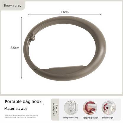 2 PCS Portable Purse Bag Hook Hanger Table Edge Holder Brown gray Foldable Non-Slip Clip for School Desk V888-ELOSUNG44577