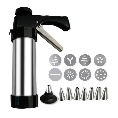 Stainless Steel Cookie Press Gun Kit Biscuit Maker & Icing Decorator Set with 8 Discs 8 Nozzles Heavy Duty V888-ELOSUNG44578