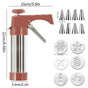Stainless Steel Cookie Press Maker Kit with 8 Icing Tips and 6 Christmas Discs Red Manual Biscuit Press V888-ELOSUNG44579