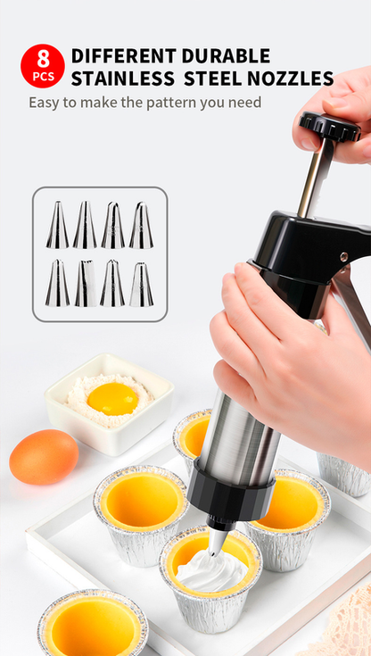 Stainless Steel Cookie Press Maker Kit with 13 Disc Molds and 8 Icing Tips Black Manual Biscuit Machine Set V888-ELOSUNG44580
