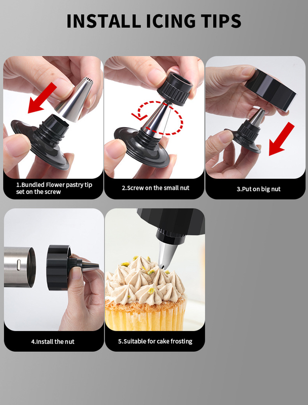 Stainless Steel Cookie Press Maker Kit Black Biscuit Machine with 13 Disc Molds 8 Icing Tips and Sponge V888-ELOSUNG44582