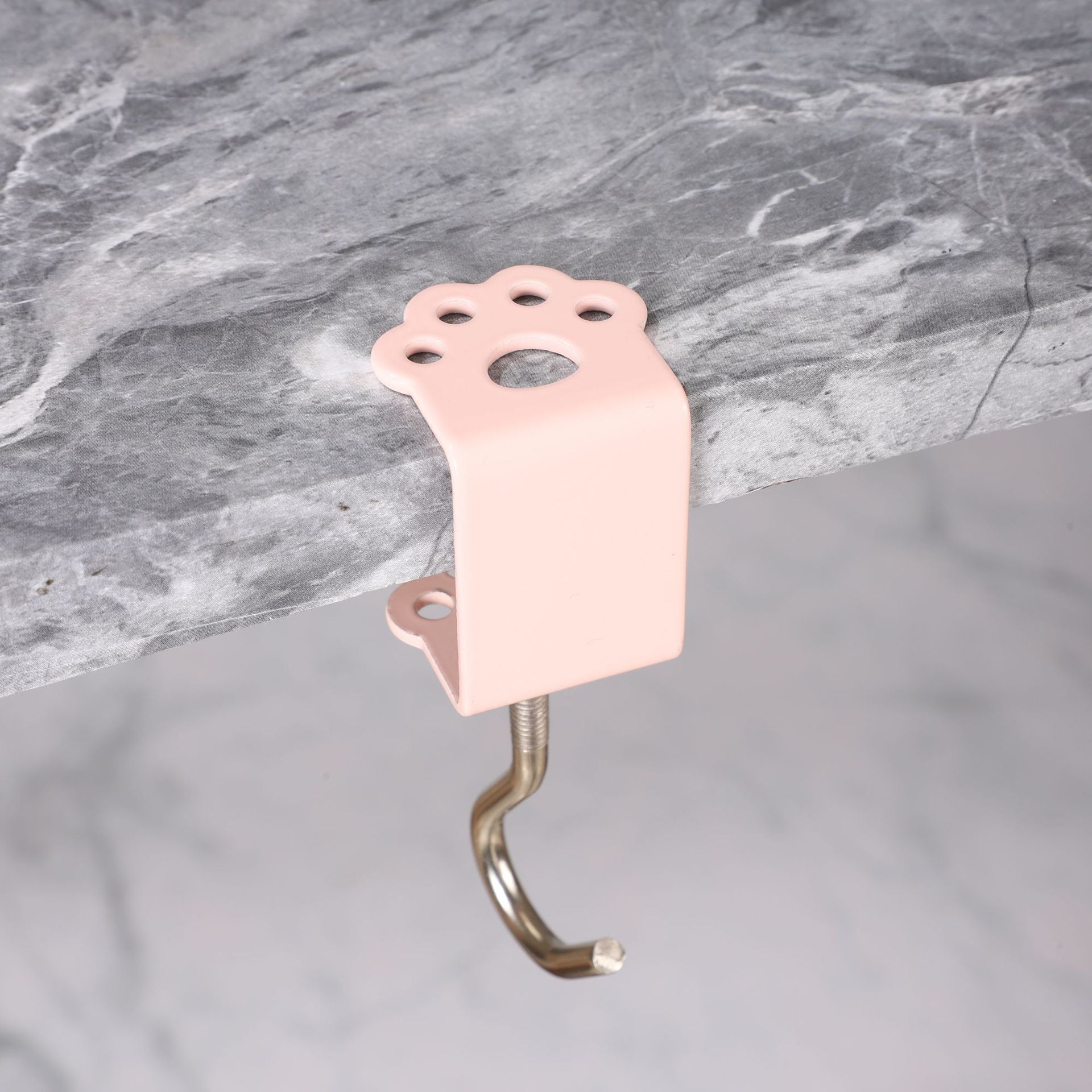 Macaron Paw Table Side Hook 2-Piece Set Adjustable Desk Hanging Clamp No-Drill Portable Bag Hook Light Pink V888-ELOSUNG44588