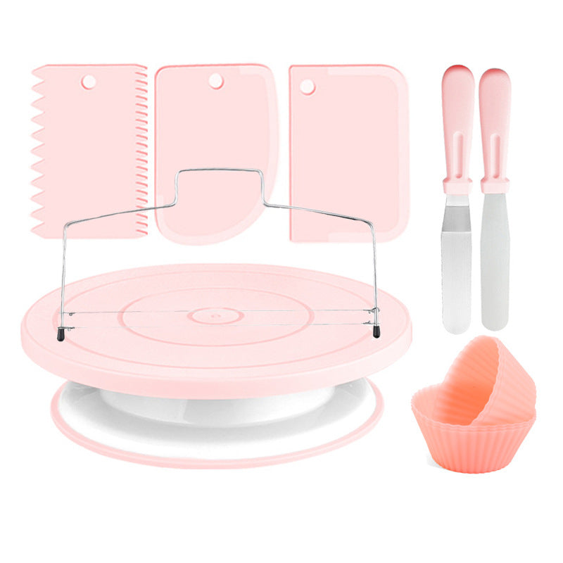 12pcs Cake Decorating Turntable Kit Non-Slip Rotating Stand with Spatulas and Leveler Baking Tools for Home V888-ELOSUNG44610