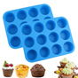 2PCS Blue Food Grade Silicone Cake Mould 12 Cup Round Cupcake Pan Easy Release Non Stick Baking Trays V888-ELOSUNG44621
