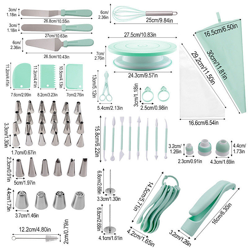 207 Pieces Cake Decorating Kit with Nordic Pink Revolving Turntable Icing Tips and Spatulas Complete Baking V888-ELOSUNG44623