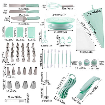 207 Pieces Cake Decorating Kit with Nordic Pink Revolving Turntable Icing Tips and Spatulas Complete Baking V888-ELOSUNG44623
