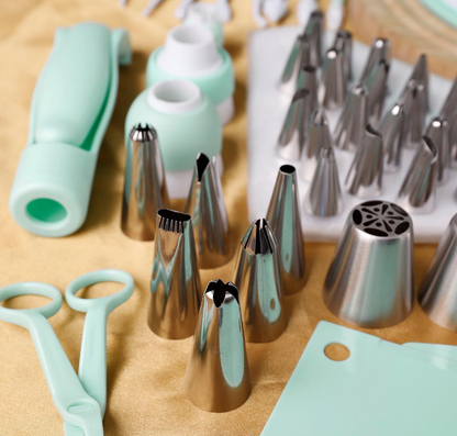 207 Pieces Cake Decorating Kit with Nordic Green Revolving Turntable Icing Tips and Spatulas Complete Baking V888-ELOSUNG44624
